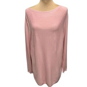 J.Jill Large Petite Boat Neck Long Sleeve Side Slits Cottage-core Pink Sweater.